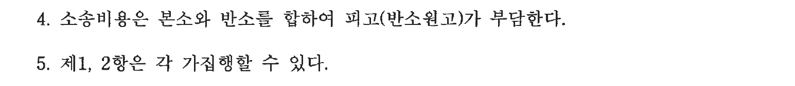 본소반소 소송비용 상대방 부담과 가집행 주문
