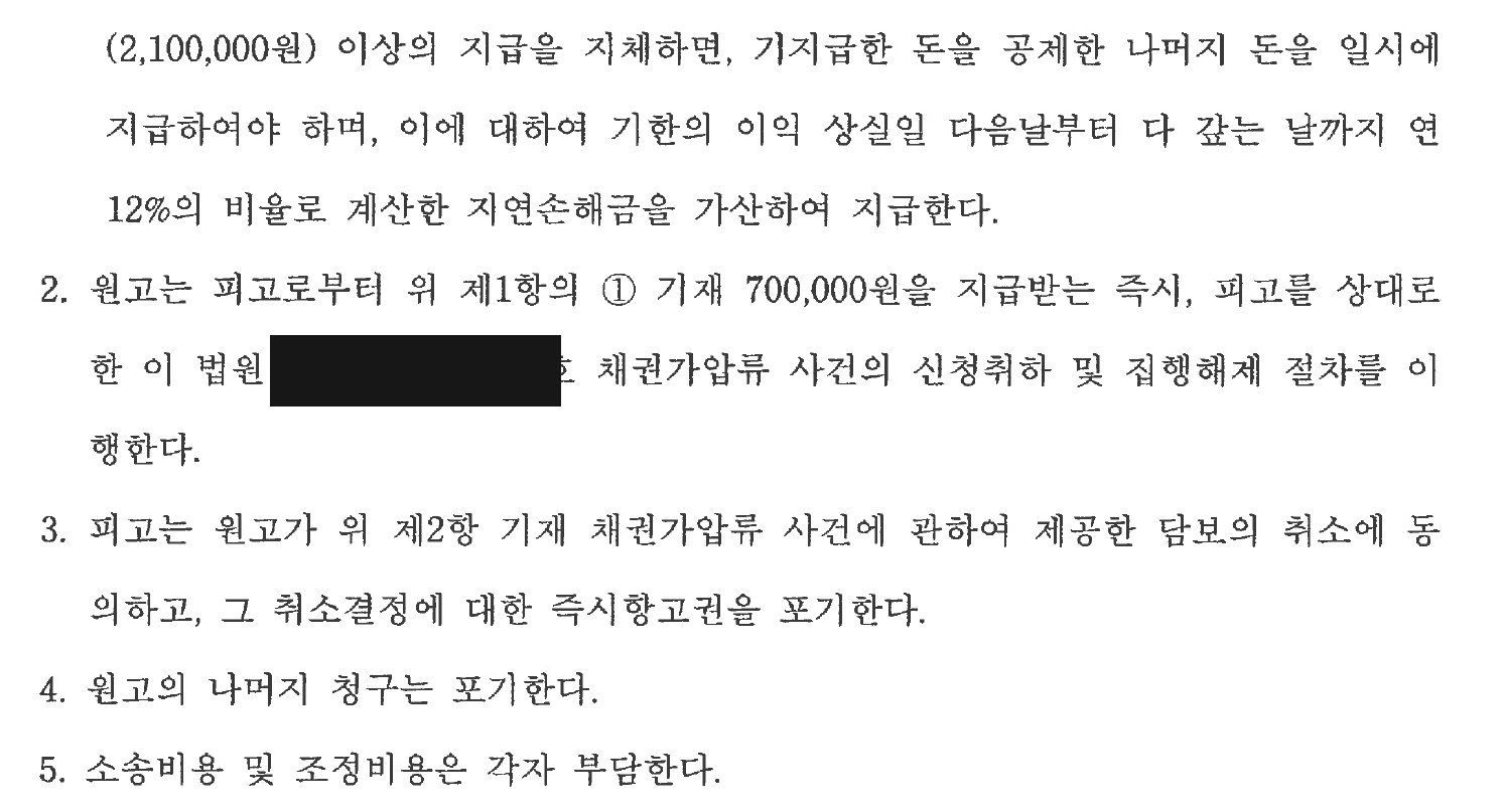 잔액 지급과 가압류·담보 정리 및 나머지 청구 포기 조항