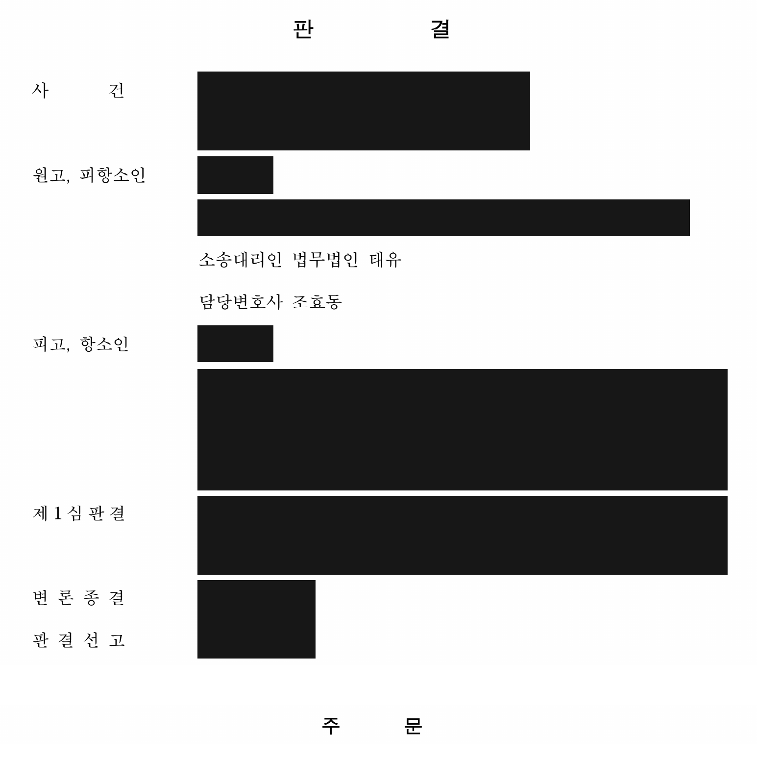 개인정보를 가린 항소심 4,200만원 반환 판결 주문1